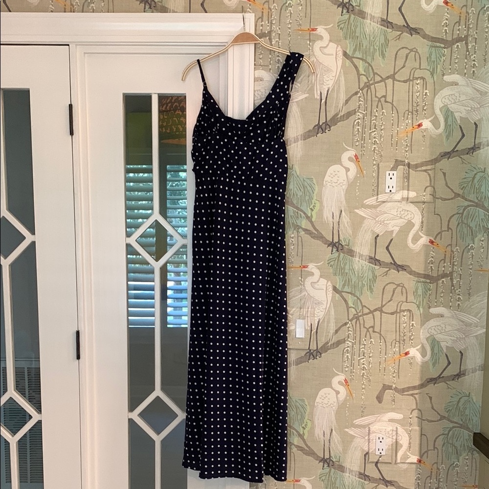 NWT Polkadot Navy Maxi Sundress, Large
